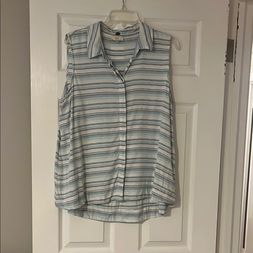 Cupio Blue and White Striped Sleeveless Shirt